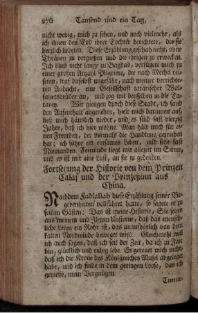 Fortsetzung der Historie von dem Prinzen Calaf und der Prinzessinn aus China