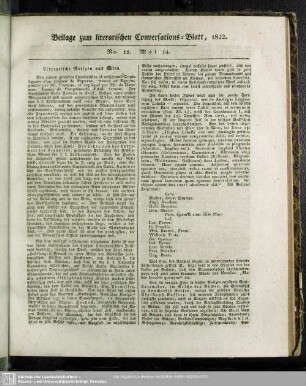 Beilage zum literarischen Conversations-Blatt, 1822. No. 11. Mai 14.