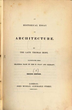 An historical Essay on Architecture. [1]