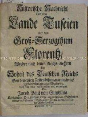 Historischer Abriss über das Großherzogtum Florenz