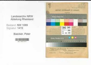 Entnazifizierung Peter Baecker , geb. 19.09.1884 (Oberbrandmeister)