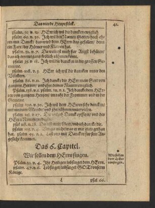 Das 6. Capitel. Wir sollen dem Herrn singen.