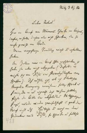Brief vom 3. August 1882