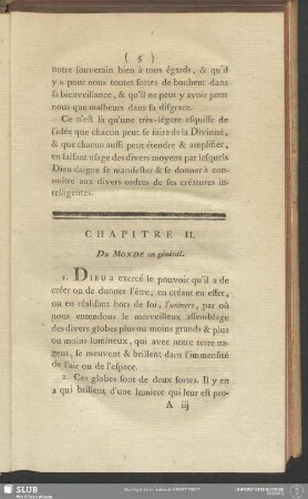 Chapitre II. Du Monde en général