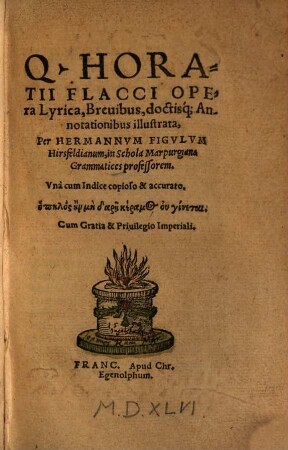 Quinti Horatii Flacci opera lyrica