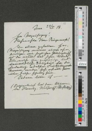 Brief an Werner von Melle