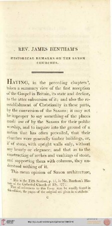 Rev. James Benthams historical remarks on the Saxon churches