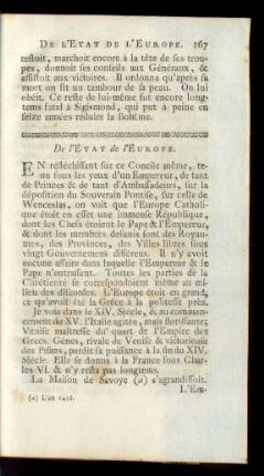 De l'Etat de l'Europe.