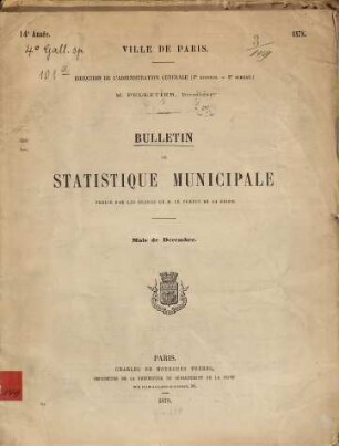Bulletin de statistique municipale. 14. 1878 (1879)