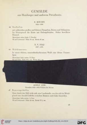 Gemälde aus Hamburger und anderem Privatbesitz (Nr. 44-52)