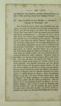 20. Krieg der Perser mit den Griechen. - Miltiades. - Schlacht bei Marathon. 490