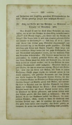 20. Krieg der Perser mit den Griechen. - Miltiades. - Schlacht bei Marathon. 490