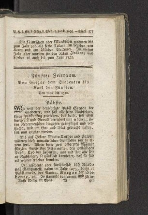 Fünfter Zeitraum. Von Gregor dem Siebenten bis Karl den Fünften. Von 1096 bis 1520.