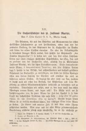153-176 Die Eucharistielehre des hl. Justinus Martyr