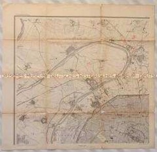 Topographische Karte der Seine-Schleife bei Neuilly, St. Denis, Argentueil und Nanterres nordwestlich von Paris als Schauplatz des Deutsch-Französischen Kriegs