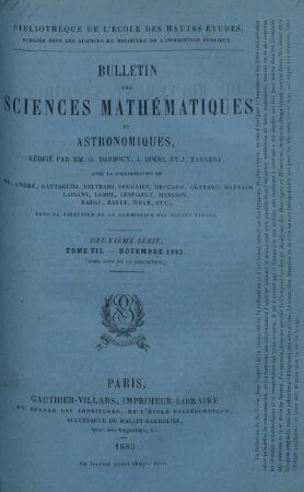 Tome VII. - Novembre 1883.