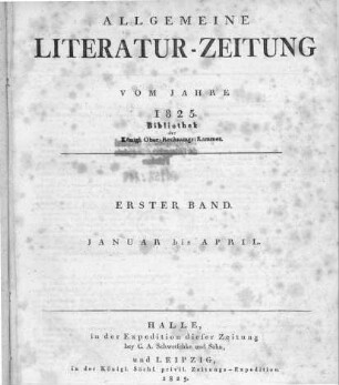 Allgemeine Literatur-Zeitung Vom Jahre 1836, Erster Band - Deutsche ...