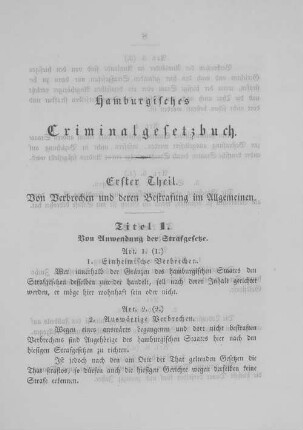 Titel 1. Von Anwendung der Strafgesetze.