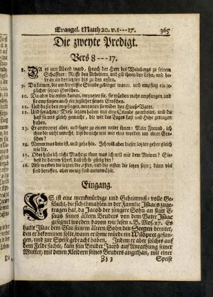 365-367, Evangelium; Eingang