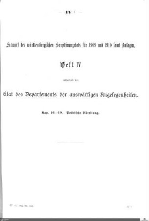 Hauptfinanzetat 1909-1910, Heft 4