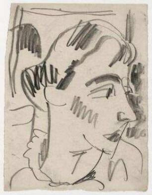 (Portrait von Hannah Höch -- Kopf, dreiviertel Profil)