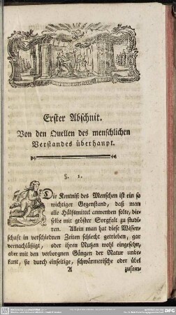Erster Abschnit. Von den Quellen des menschlichen Verstandes überhaupt