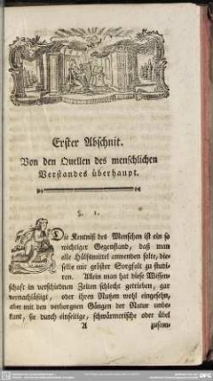Erster Abschnit. Von den Quellen des menschlichen Verstandes überhaupt