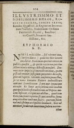 Illustrissimo Et Nobilissimo Heroi, Roberto Cecilio, Comiti Sarum [...]