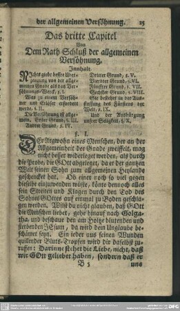 Das dritte Capitel. Von Dem Rath-Schluß der allgemeinen Versöhnung