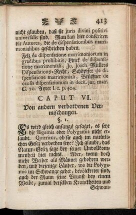 Caput VI. Von andern verbothenen Vermischungen.