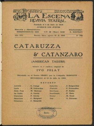 Cataruzza & Catanzaro : (American tailors) ; sainete en 4 cuadros