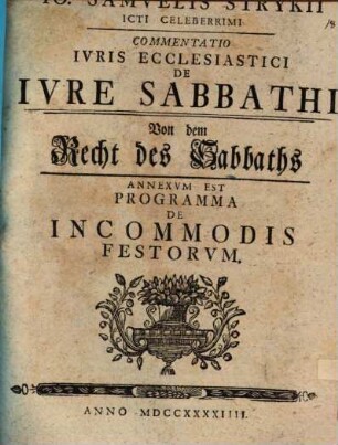 Commentatio iuris ecclesiastici de iure sabbathi