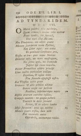 192-201, Ad Tyndaridem. Ode XVI.; Remarques Sur L'Ode XVI.; Notes Sur L'Ode XVI.