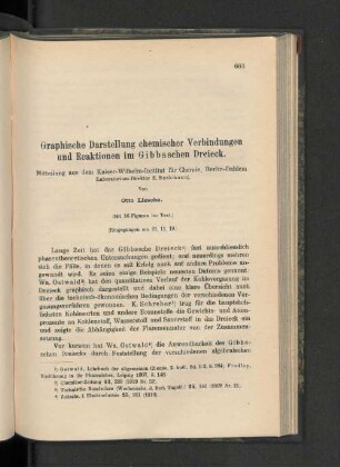 Graphische Darstellung chemischer Verbindungen und Reaktionen im Gibbsschen Dreieck.