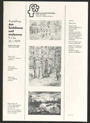 Austellungswerbung: "Am Seddinsee und anderswo. Wolfram Petri zeigt Malerei und Grafik vom 09.01. bis zum 25.01.1979