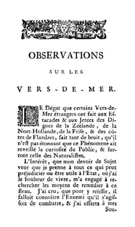 Observations sur les Vers-De-Mer.