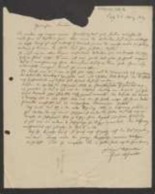 Brief von Friedrich Hofmeister an David Heinrich Hoppe