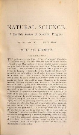 Natural science : a monthly review of scientific progress. 7. 1895