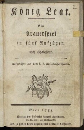 König Lear : Ein Trauerspiel in fünf Aufzügen