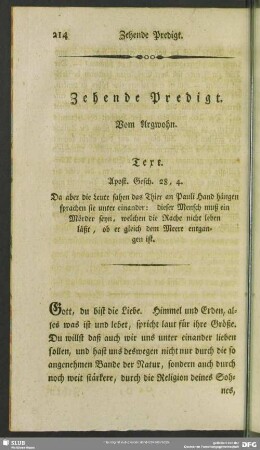 Zehende Predigt. Vom Argwohn