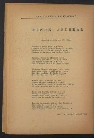 Minué federal : (Canción porteña del año 1840)