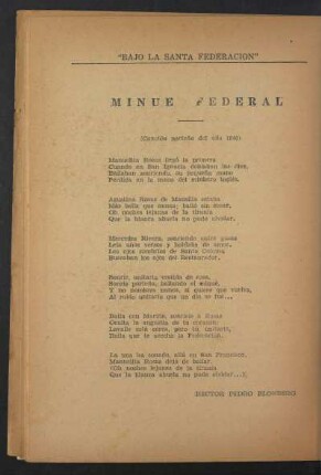 Minué federal : (Canción porteña del año 1840)