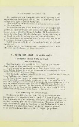 VI. Kirche und Staat. Unterrichtswesen