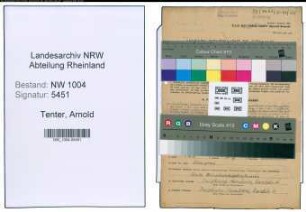 Entnazifizierung Arnold Tenter , geb. 12.06.1912 (Verw.Angestellter)