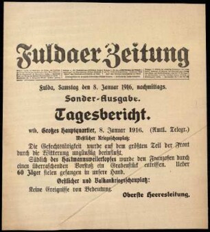 Ausgabe vom Samstag, den 08. Januar 1916.