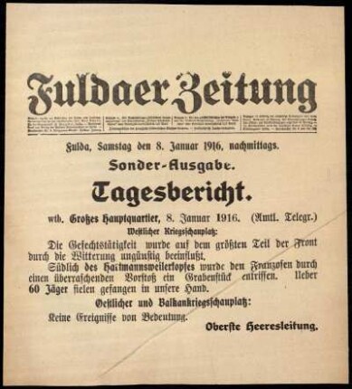 Ausgabe vom Samstag, den 08. Januar 1916.
