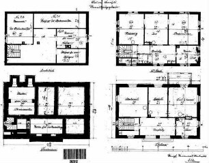 Sennfeld: Empfangsgebäude Verwaltungsgebäude Grundrisse UG,EG,2.OG,DG