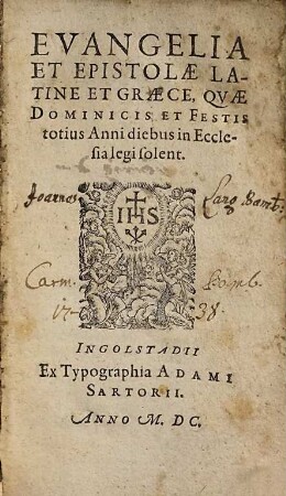 Evangelia et Epistolae latine et graece, quae dominicis et festis totius anni diebus in ecclesia legi solent