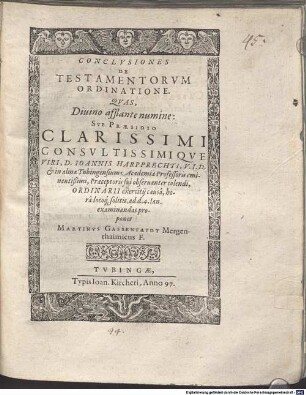 Conclusiones de testamentorum ordinatione