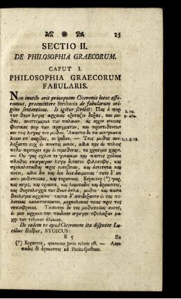 Sectio II. De Philosophia Graecorum.